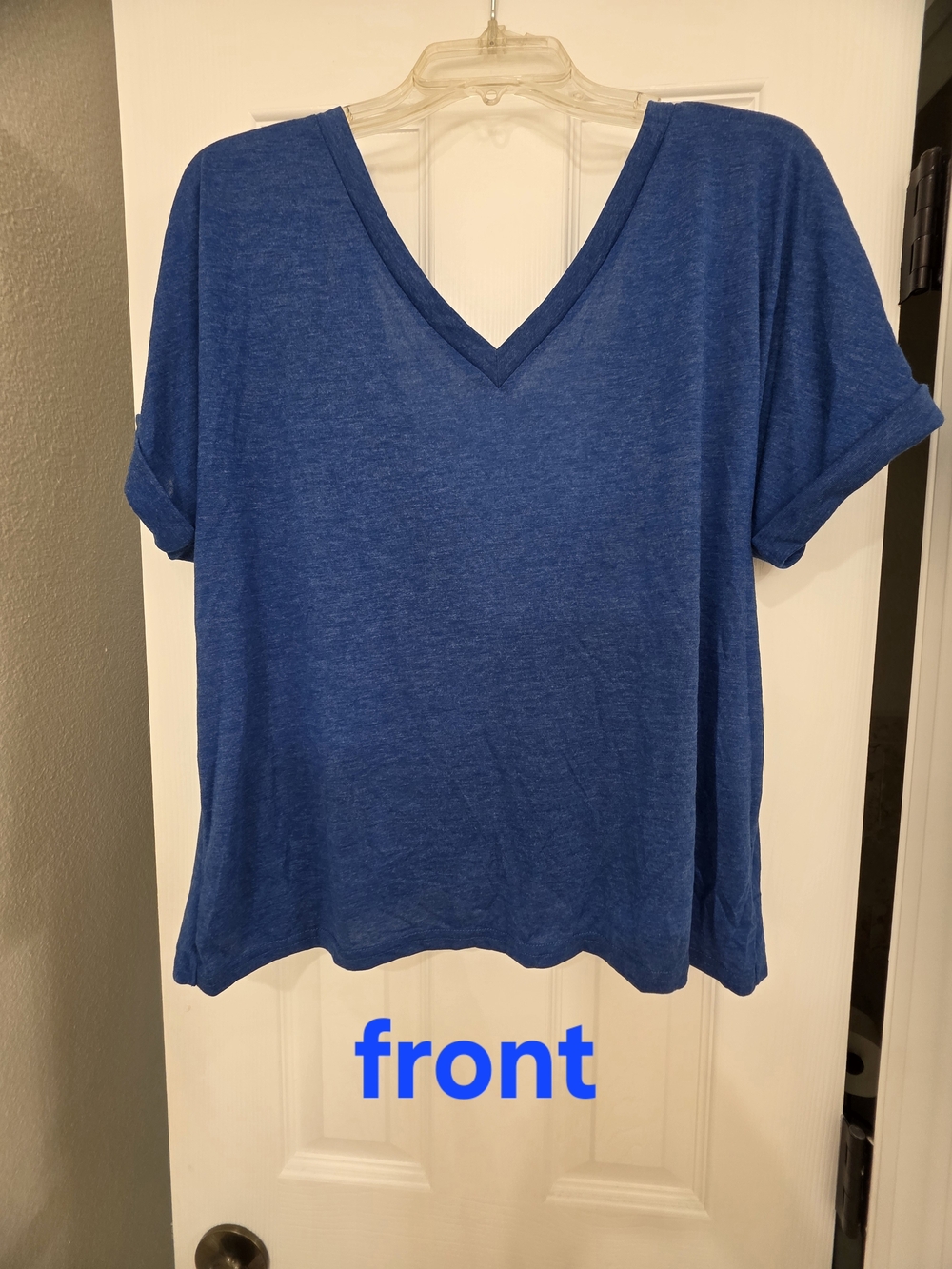 Cupshe Women's Blue V-Neck Short Sleeve Top
